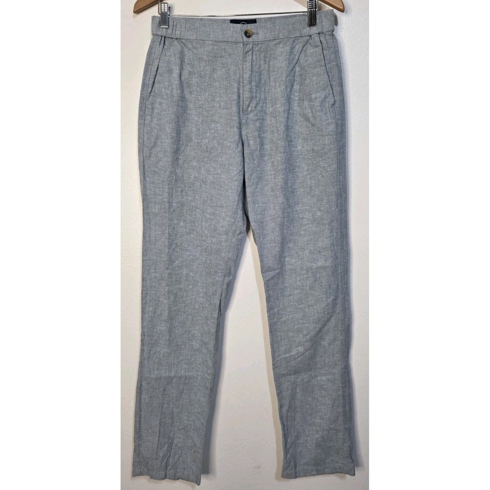 Even Tide Men 32x32 Pant Blue Linen Slim Stretch Waist Beach Cottage Trouser